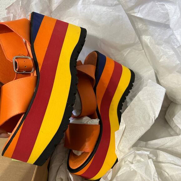 Free People Orange Multicolor Platform Sandals - Picture 6 of 9